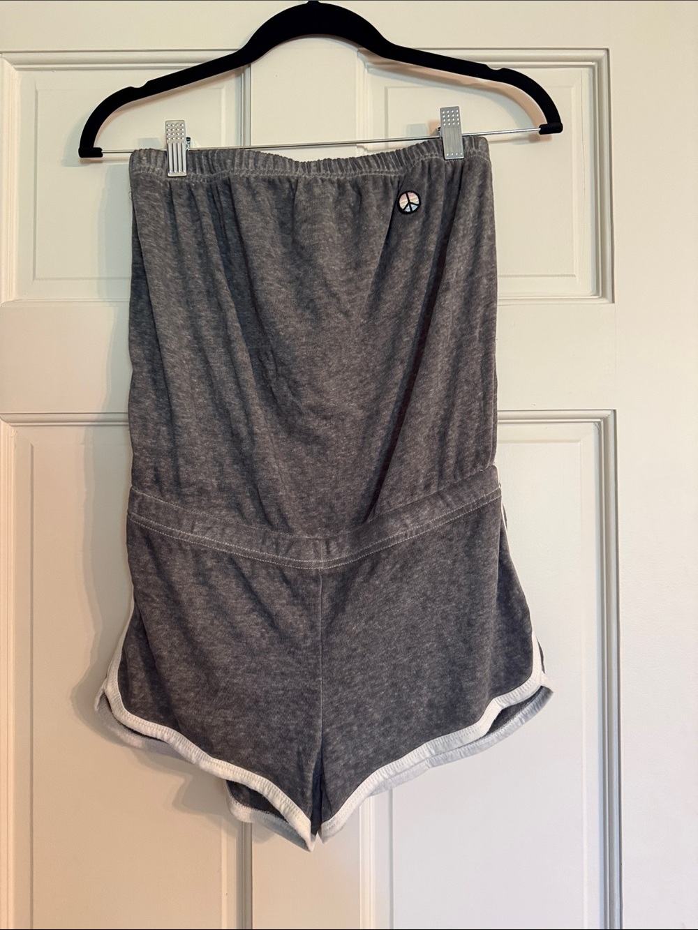 Spiritual Gangster Gray Strapless Romper with White Trim
